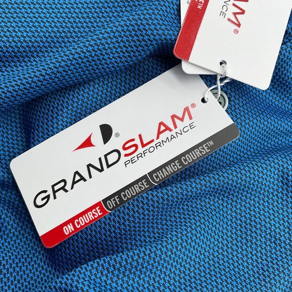 Grand Slam Performance Men's Long Sleeve Jacquard Golf Polo Shirt Med Imperial B - Picture 4 of 12